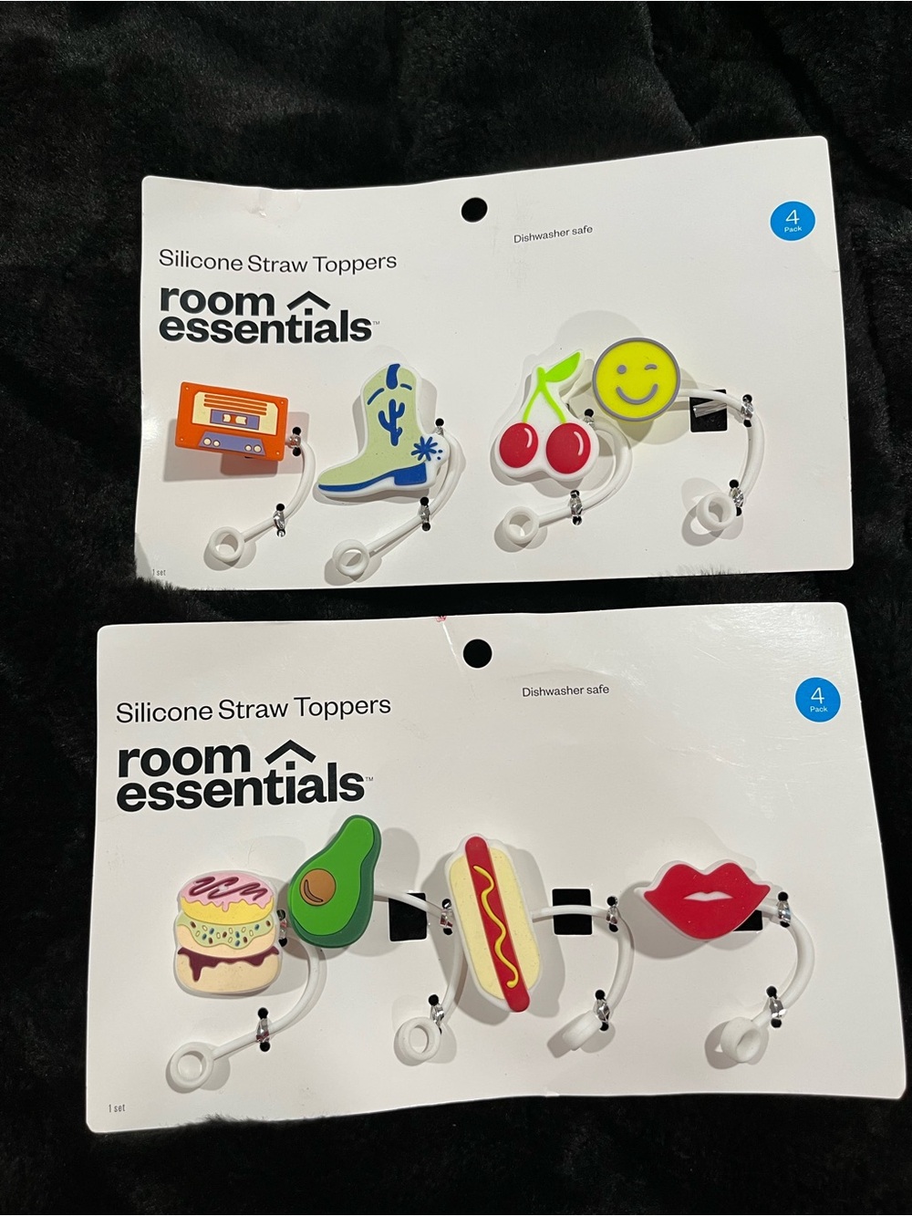 Room Essentials Colorful Silicone Straw Toppers - Assorted Fun Icons